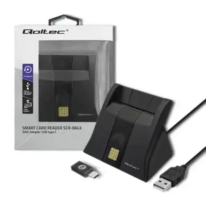 QOLTEC Smart chip ID kortelių skaitytuvas USB 2.0 Plug&Play vertikalus
