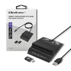 QOLTEC 50636 Išmanusis išmanusis lustinių kortelių skaitytuvas SCR0636 C tipo USB