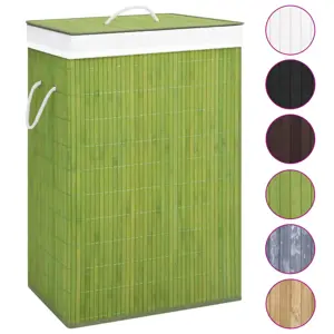 Skalbinių krepšys su vienu skyriumi, žalios spalvos, bambukas
