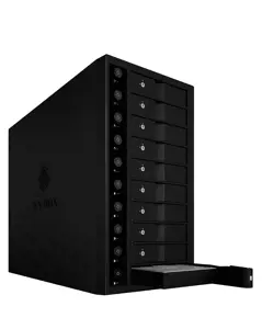 ICYBOX IB-3810-C31 išorinis 3,5 colių HDD korpusas su 10 lizdų SATA I/II/III USB 3.1 RAID juodas
