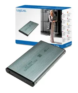 LOGILINK UA0041A Kietojo disko korpusas "LogiLink", skirtas 2,5 SATA - USB2, aliuminis, sidabrinės …