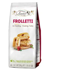 Itališki sausainiai LAURIERI Frolletti, su spanguolėmis, 200 g