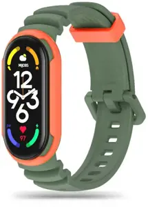 "Tech-Protect" laikrodžio dirželis IconBand Hybrid Xiaomi Mi Band 7, kariškai žalias/oranžinis
