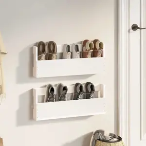 Sieninės batų lentynos, 2vnt., baltos, 59x9x23cm, pušis