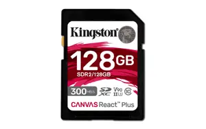 KINGSTON 128GB Canvas React Plus SDXC UHS-II 300R/260W U3 V90, skirtas Full HD/4K/8K
