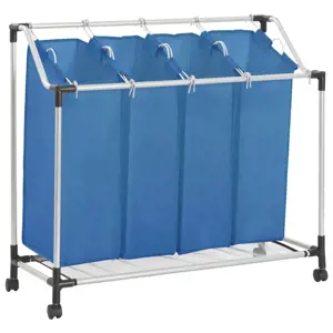 Stovas su 4 skalbinių rūšiavimo krepšiais, mėlynas, plienas