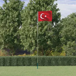 Turkijos vėliava su stiebu, aliuminis, 5,55m