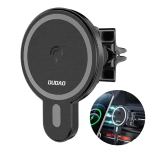 Dudao magnetic car phone holder wireless Qi charger 15 W (MagSafe compatible for iPhone) black (F13)