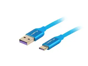 LANBERG CA-USBO-21CU-0010-BL "Lanberg Premium" USB-C(M)->A(M) 2.0 1M mėlynas "Super Charge" kabelis