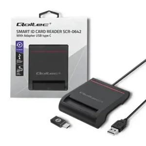 QOLTEC išmaniųjų lustų ID kortelių skaitytuvas USB 2.0 Plug&Play