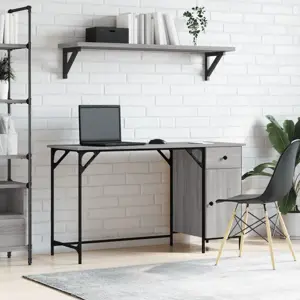 Kompiuterio stalas, pilkas ąžuolo, 131x48x75cm, mediena