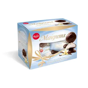 Zefyrai LAIMA Maigums Mini, vanilinio skonio, su šokolado glaistu, 185 g