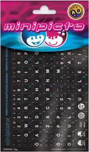 "Minipicto" klaviatūros lipdukas EST/RUS KB-UNI-EE02-BLK-BLUE, juoda/balta/mėlyna