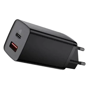 "Baseus GaN2 Lite" greitasis kelioninis įkroviklis USB+C 65W EU Black (juodas)