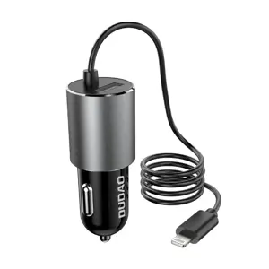Dudao USB Car Charger with Built-in 3.4 A Lightning Cable Black (R5Pro L)