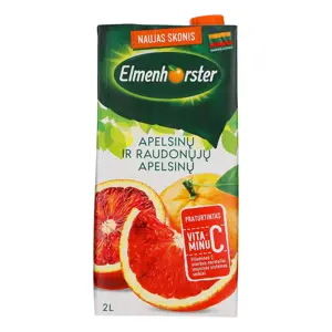 Gaivusis sulčių gėrimas ELMENHORSTER, apelsinų ir raudonųjų apelsinų, be konservantų, 20%, 2l