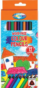 Spalvoti pieštukai CENTRUM Wood Free, 12 spalvų