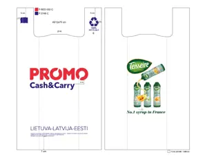 Pirkinių maišelis PROMO Cash&Carry (logo Teisseire), HDPE, 45 / 12 x 75cm, 30 mk, vnt