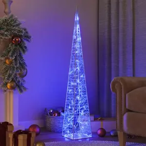 Akrilinė LED dekoracija kūgis, mėlynos spalvos, 120cm