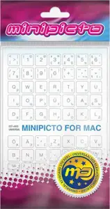 "Minipicto" klaviatūros lipdukas EST/RUS KB-MAC-EE-RU-WHT, baltas/pilkas/mėlynas