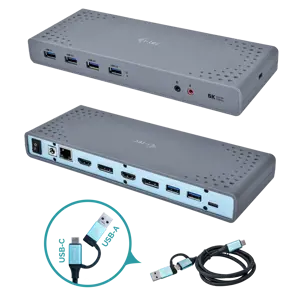 I-TEC USB 3.0/USB-C Dualdock 1x 5K 2x 4K 60Hz 2x HDMI 2x DP 1x GLAN 6x USB 3.0 1x garso / mikrofono…