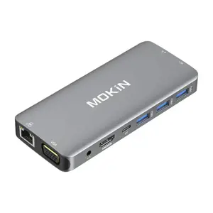 MOKiN 10 in 1 Adapter Hub USB-C to 3x USB 3.0 + USB-C charging + HDMI + 3.5mm audio + VGA + 2x RJ45…