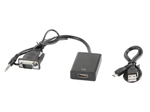 LANBERG AD-0021-BK Lanberg adapteris VGA(F) + audio 3,5 mm -> HDMI(F) 20 cm