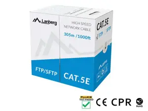 LANBERG LAN kabelis SFTP cat.5e 305m solid CU CPR fluke pass pilka