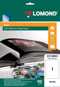Lipnus popierius lipdukams Lomond Self Adhesive Inkjet Photo Paper Matinis A4, 25 lapai