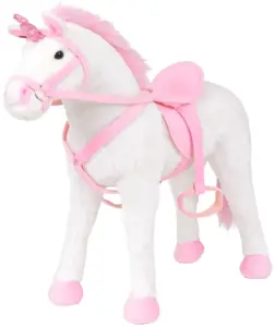 Pliušinis žaislas vienaragis, baltas ir rožinis, XXL