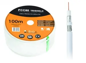 Libox Kabel koncentryczny PCC80 100 m koaksialinis kabelis RG-6/U, baltas