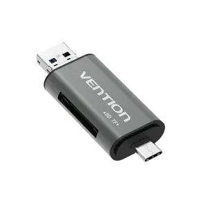 "Vention" USB2.0 daugiafunkcinis kortelių skaitytuvas pilkos spalvos, "MicroSD" (TransFlash), SD, p…
