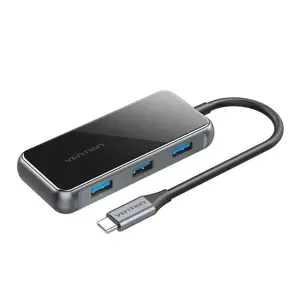 Adapteris 5in1 "Vention TFBHB" USB-C šakotuvas su HDMI 4K@60Hz, 3x USB 3.0, PD (pilkas)