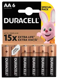 Baterijos DURACELL AA, LR6, 6vnt