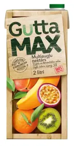 Įvairių vaisių nektaras GUTTA Max, 50%, 2 l