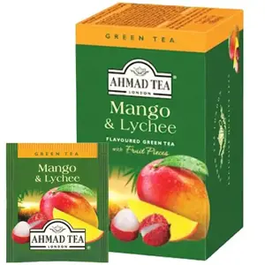 Žalioji arbata AHMAD Alu Mango & Lychee, 20 vokelių x 2 g