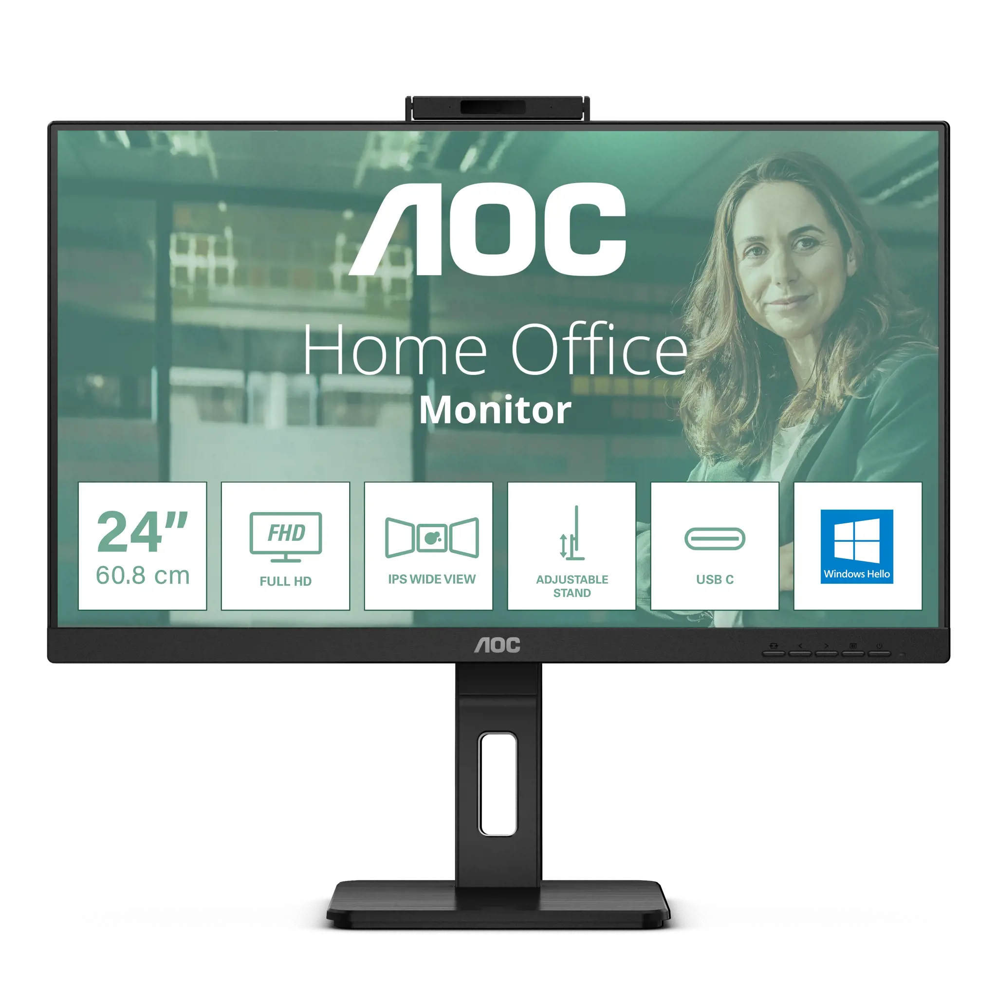 Monitorius AOC 24P3CW 23.8inch IPS TFT 1920x1080 HDMI DP USB Black