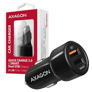 AXAGON PWC-QC5 automobilinis įkroviklis Smart 5V 2,4A + QC3.0, 30W, juodas