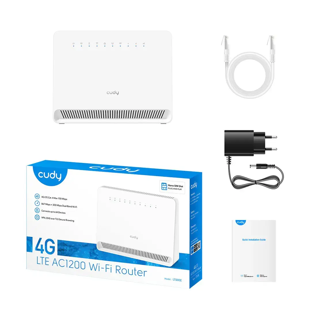 Cudy LT500E wireless router Fast Ethernet Dual-band (2.4 GHz / 5 GHz) 4G White