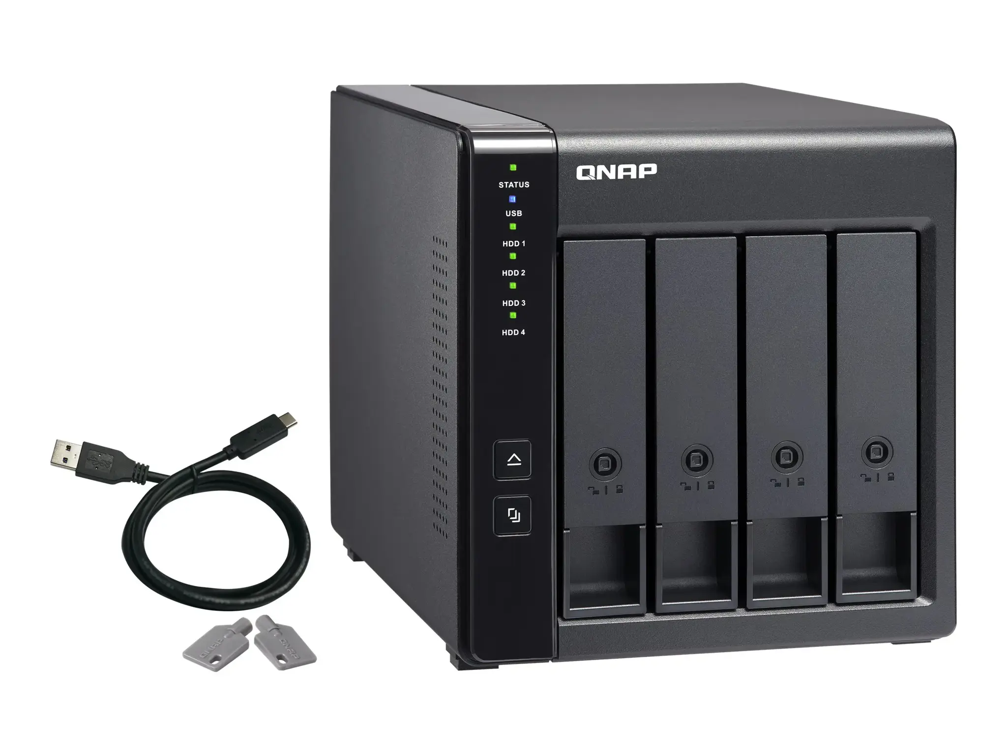 QNAP TR-004, HDD/SSD korpusas, 2,5/3,5", "Serial ATA II", 3 Gb/s, karšto keitimo, juodas