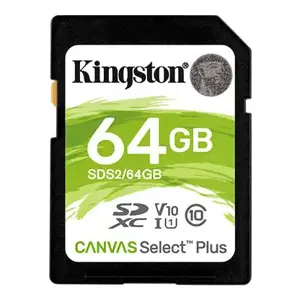 Kingston 64GB SDXC Canvas Select Plus 100R C10 UHS-I U1 V10 EAN: 740617297973