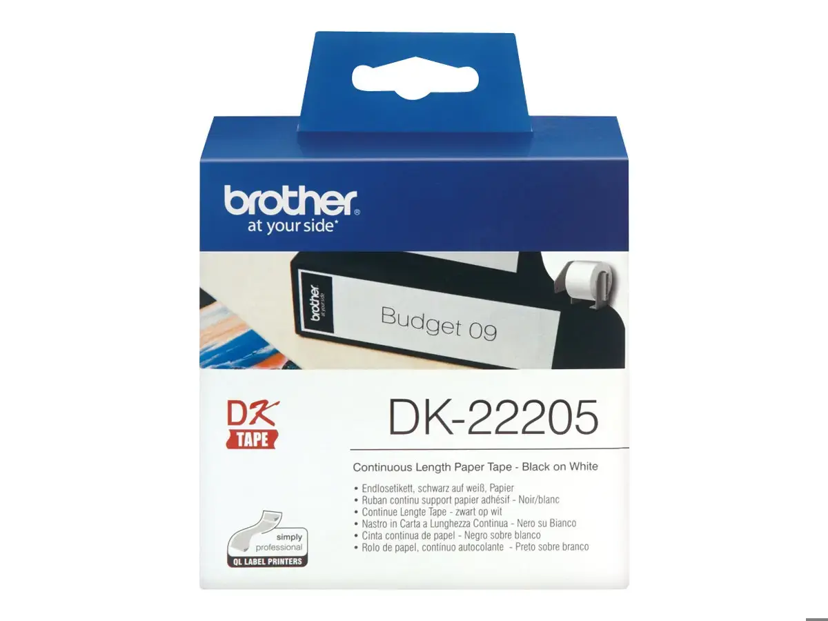 BROTHER DK22205 Endlosetiketten popierius weiss, skirtas QL550 QL500 62mm x 30.48
