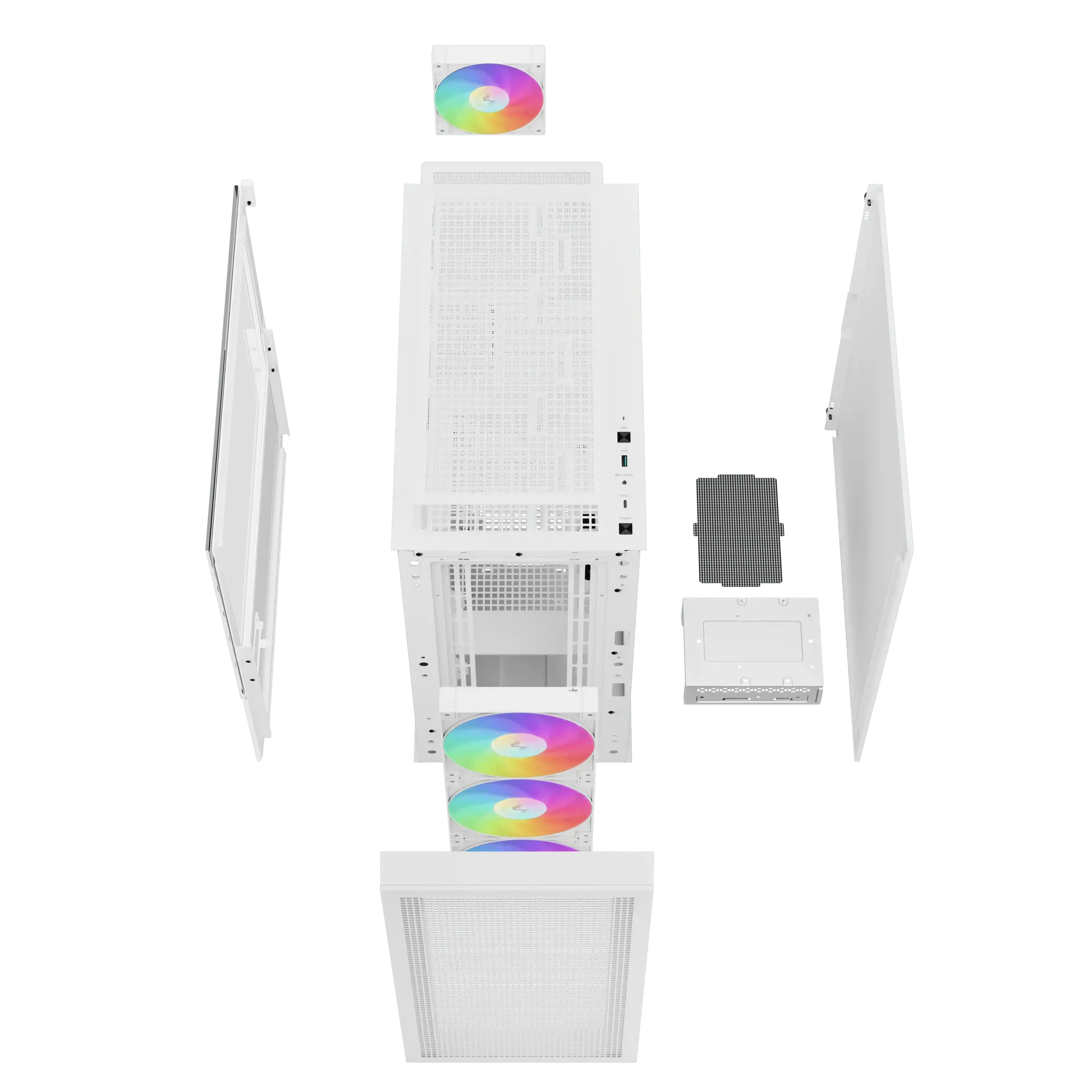 "DeepCool CH560 DIGITAL WH", "Midi Tower", Kompiuteris, Baltas, ATX, EATX, "micro ATX", Mini-ITX, ABS, Plienas, Grūdintas stiklas, Multi