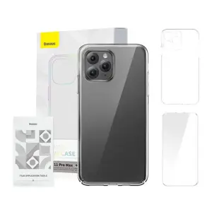 "Baseus Crystal Series" skaidrus dėklas "iPhone 11 pro max" (skaidrus) + grūdintas stiklas + valymo…