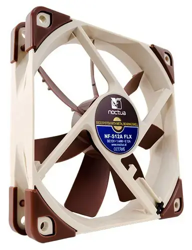 "Noctua NF-S12A FLX" kompiuterio korpuso ventiliatorius 12 cm, smėlio spalvos, rudas