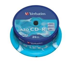 VERBATIM CD-R 80 min. / 700 MB 52x 25 vnt. cakebox DataLife Plus, krištolinis paviršius