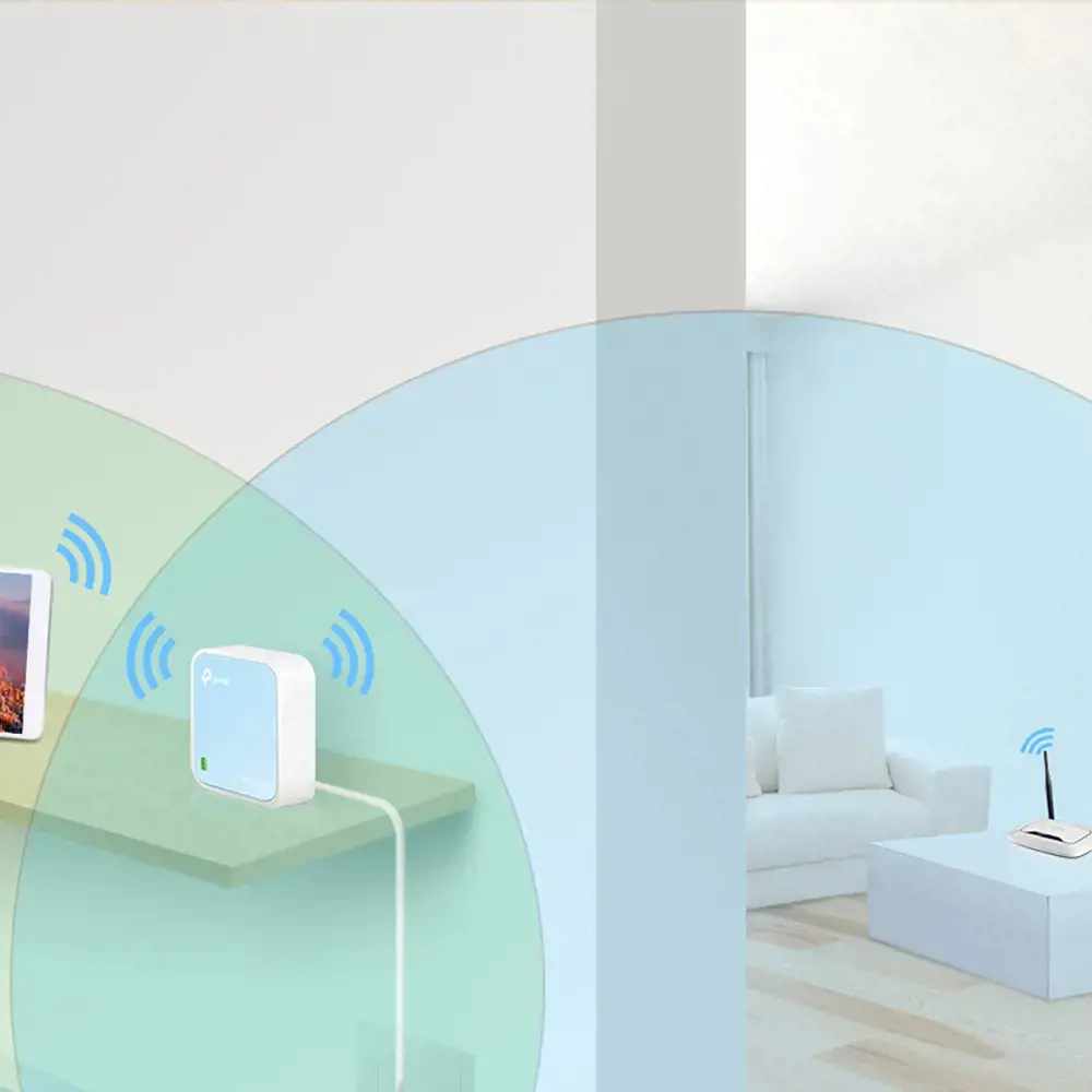 TP-Link TL-WR802N, Wi-Fi 4 (802.11n), Single-band (2.4 GHz), Ethernet LAN, Blue, White, Portable router