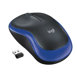 "Logitech" belaidė pelė M185, dvipusė, optinė, RF belaidė, 1000 DPI, juoda, mėlyna