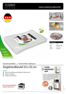 Caso struktūrizuoti maišeliai vakuuminiam sandarinimui 01286 100 maišelių, matmenys (plotis x ilgis) 25 x 35 cm