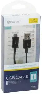 Plokštinės kabelis microUSB 1 m, juodas